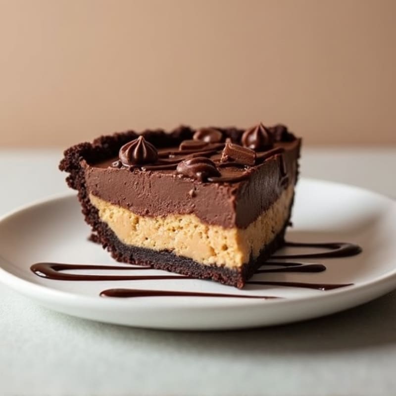 No-Bake Dark Chocolate Peanut Butter Protein Pie