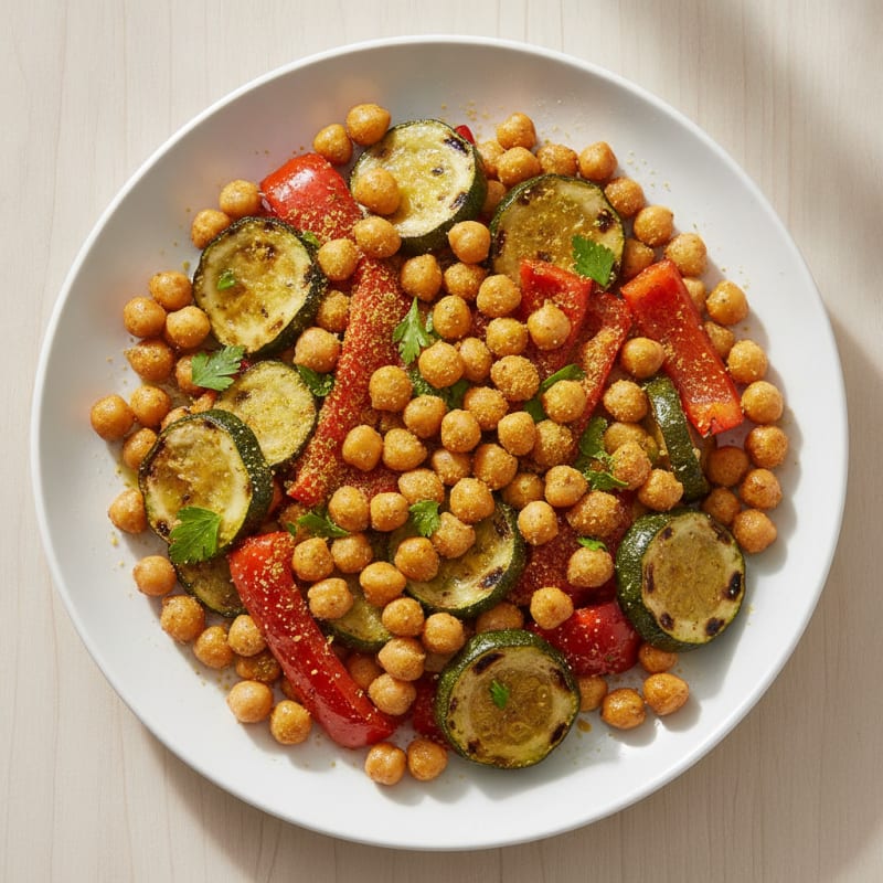 Chickpea and Grilled Vegetable Salad with Lemon Dressing