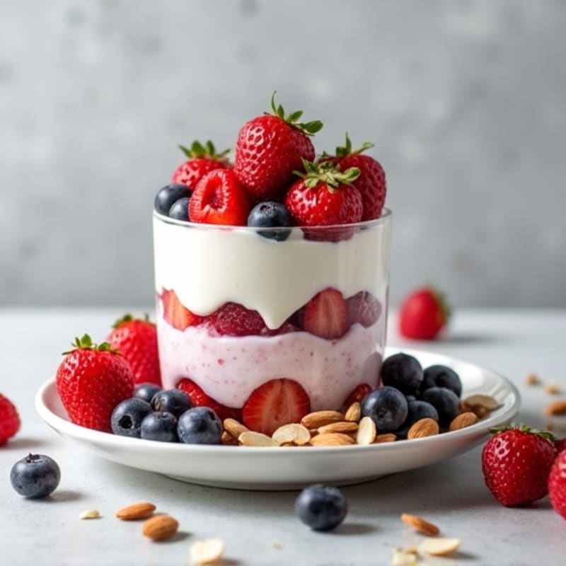 Greek Yogurt Protein Parfait with Mixed Berries and Almonds