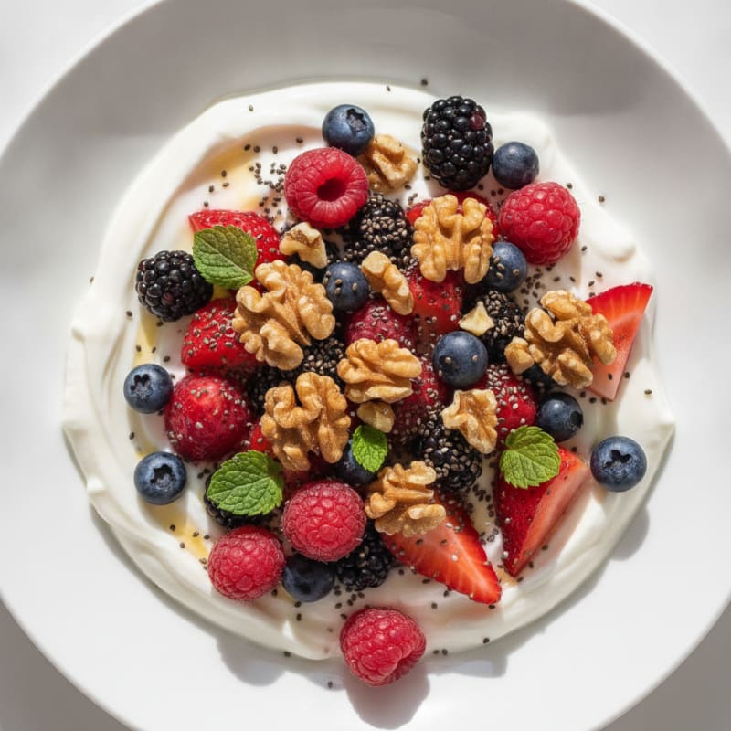 Greek Yogurt Bowl with Mixed Berries and Chia Seeds