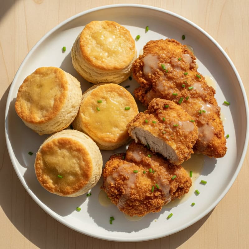Buttermilk Fried Chicken with Fluffy Biscuits