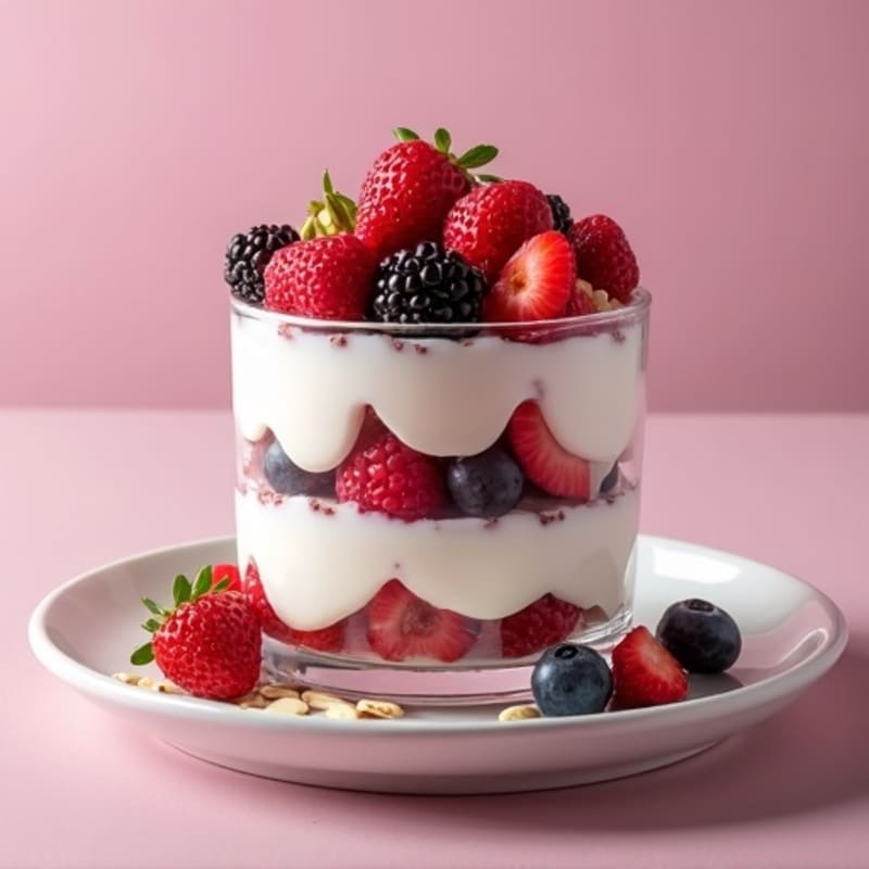 Greek Yogurt Protein Parfait with Mixed Berries and Almonds