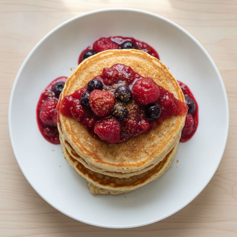 Cottage Cheese Protein Pancakes with Berry Compote