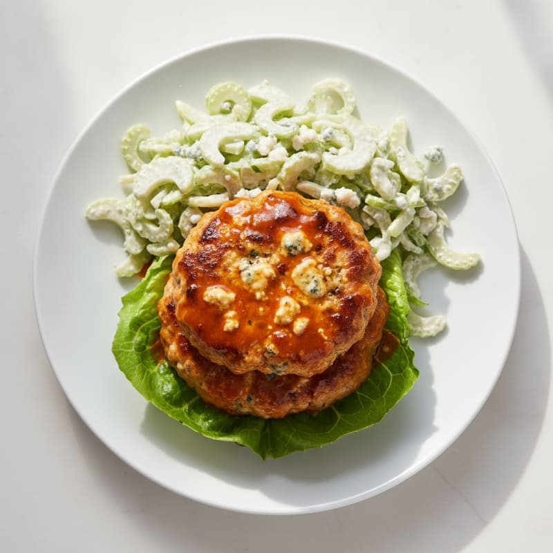 Buffalo Blue Cheese Burger with Celery Slaw