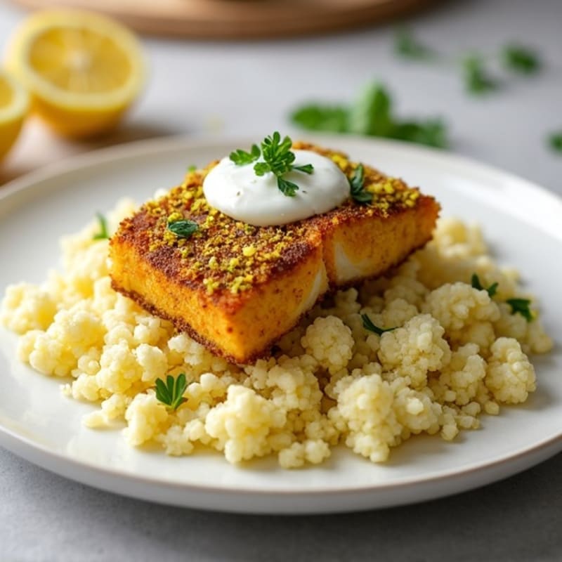 Crispy Pistachio-Crusted Cod with Citrus Cauliflower Rice