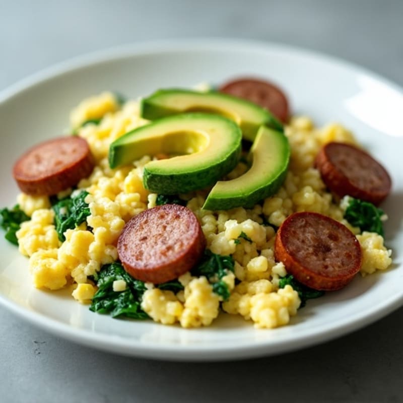 Egg White Scramble with Spinach and Turkey Sausage