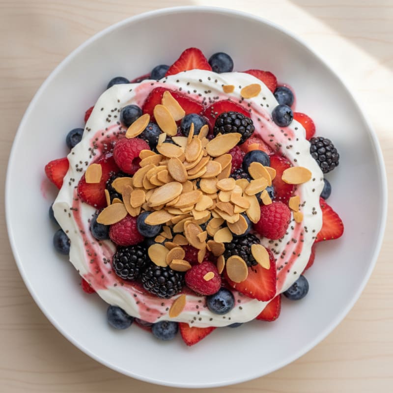 Greek Yogurt Protein Parfait with Mixed Berries