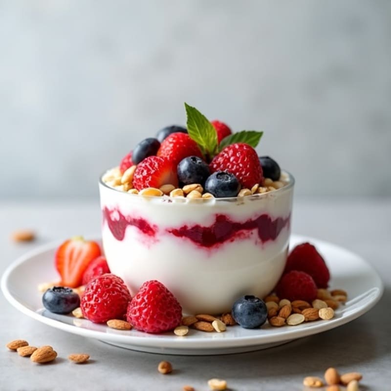 Greek Yogurt Protein Parfait with Berries and Almonds