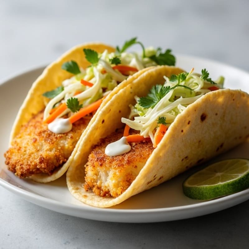 Baked Crispy Fish Tacos with Fresh Slaw