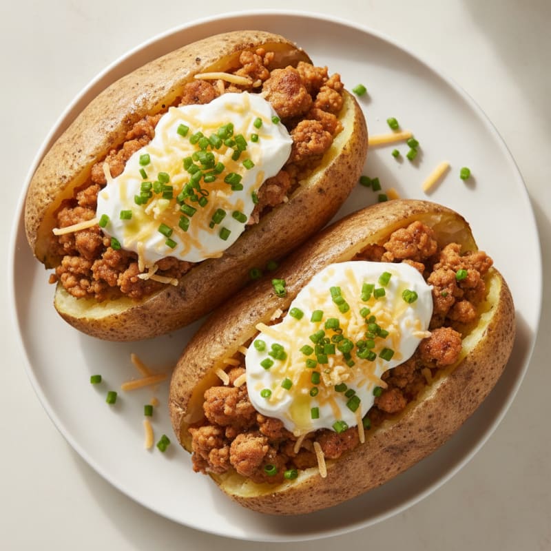 High-Protein Loaded Baked Potatoes with Chives