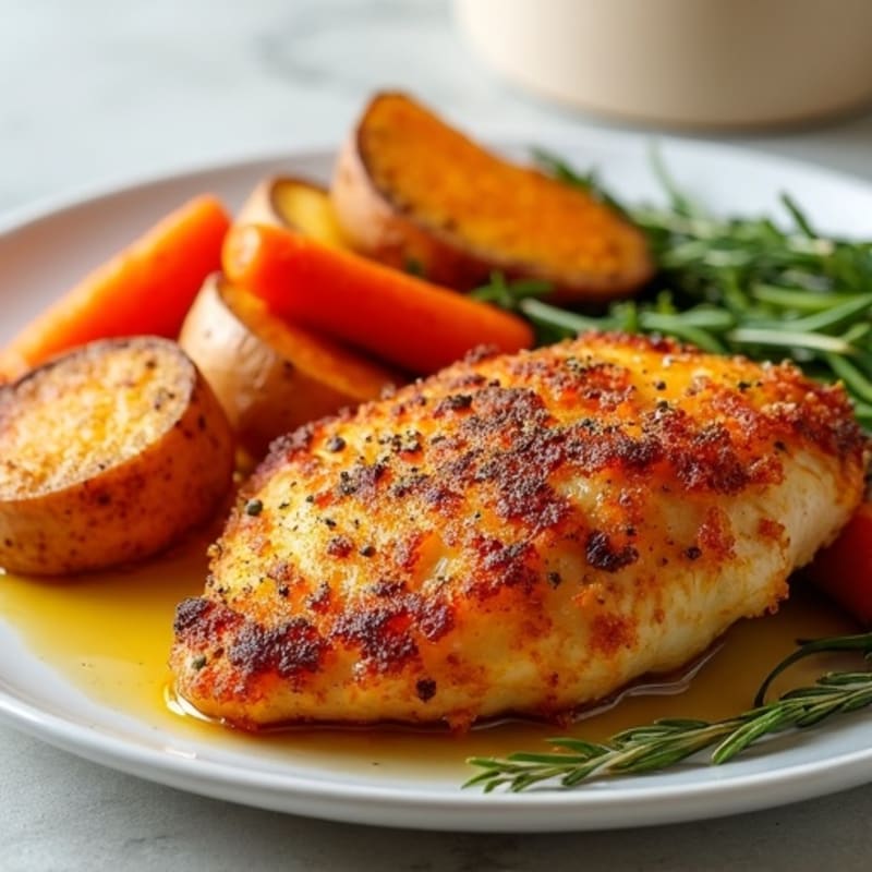 Crispy Baked Chicken with Roasted Root Vegetables