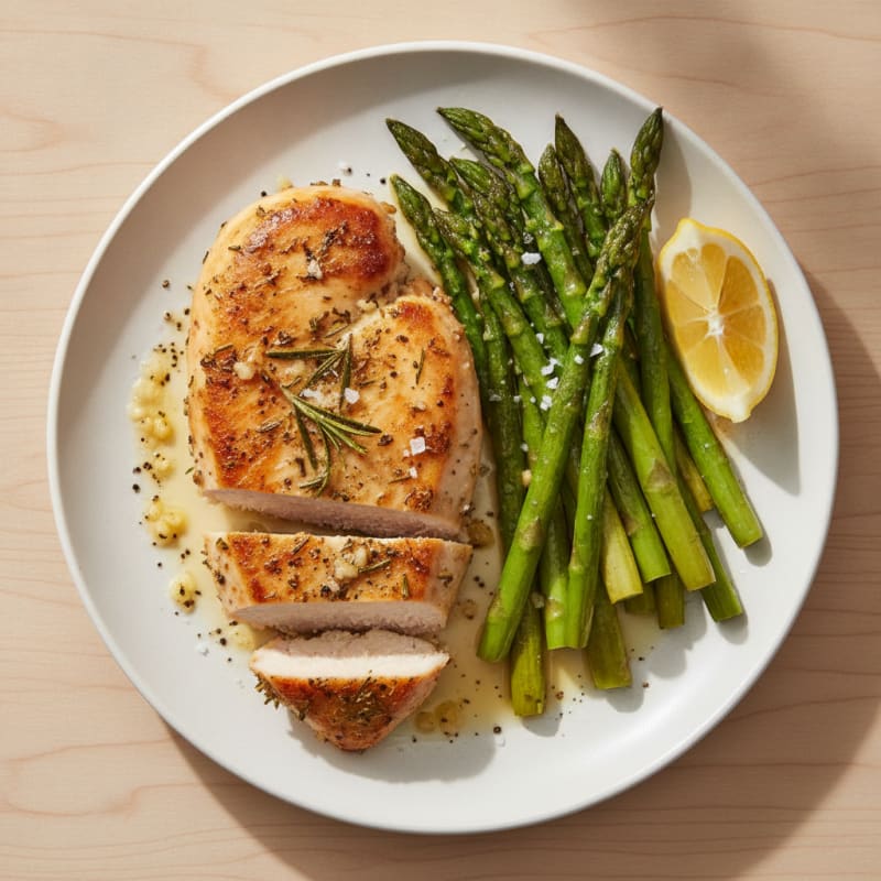 Pan-Seared Chicken with Roasted Asparagus
