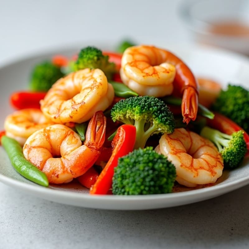 Ginger-Garlic Shrimp Stir-Fry with Crispy Vegetables