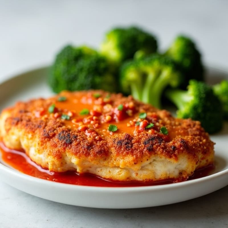 Healthy Crispy Chicken Parmesan with Roasted Broccoli