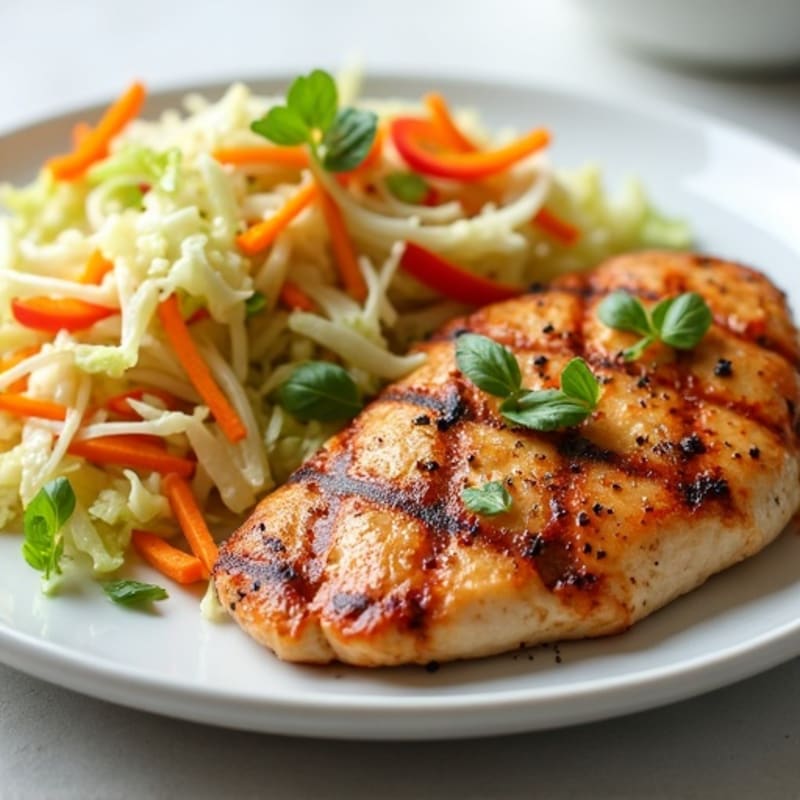 Grilled Chicken Breast with Crunchy Cabbage Slaw