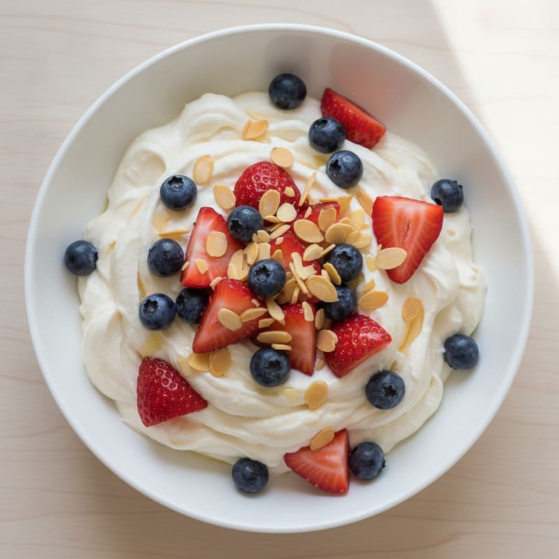 Creamy Greek Yogurt with Protein Powder and Fresh Berries