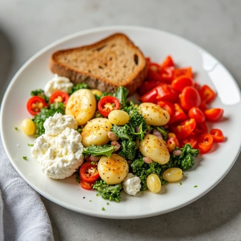 Egg White Veggie Scramble with Cottage Cheese