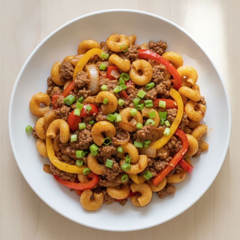 One-Pan Beef and Pepper Pasta