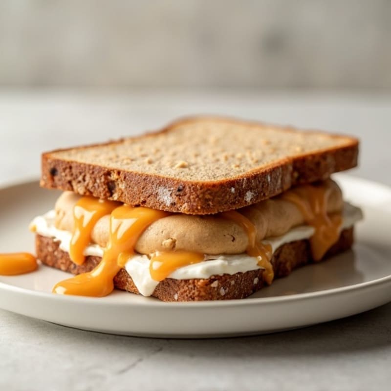 Creamy Peanut Butter and Protein Fluff Whole Grain Sandwich