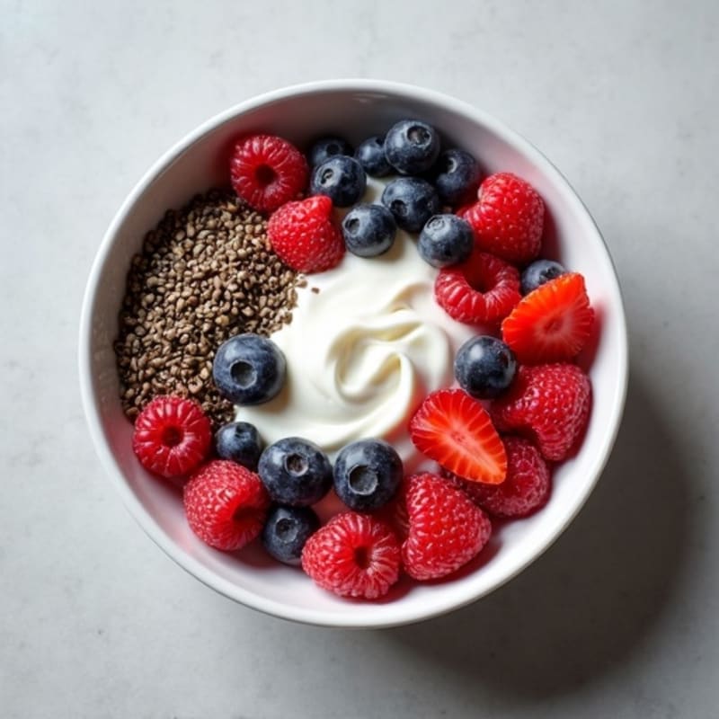 Creamy Greek Yogurt Bowl with Mixed Berries and Hemp Seeds