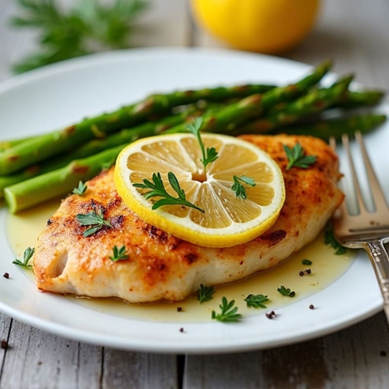 Lemon-Garlic Pan-Seared Chicken with Roasted Asparagus