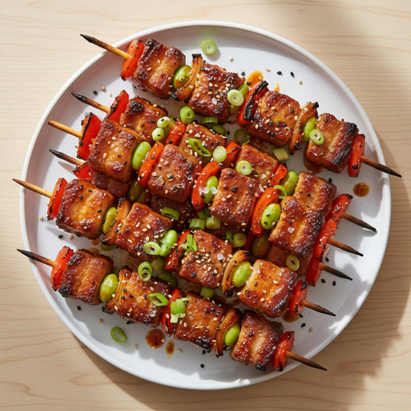 Spicy Gochujang Pork Belly Skewers