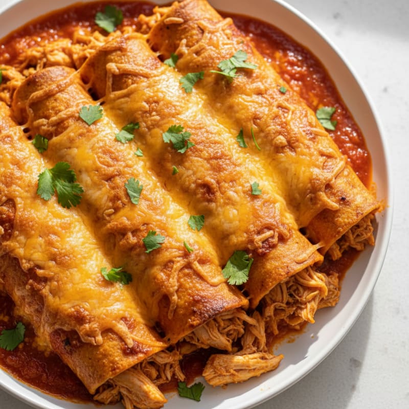 Chicken Enchiladas with Red Chili Sauce