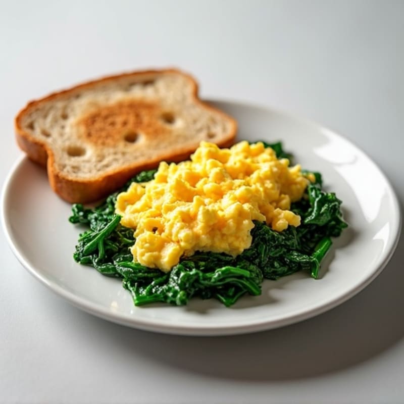 Egg White Scramble with Cottage Cheese and Sautéed Spinach