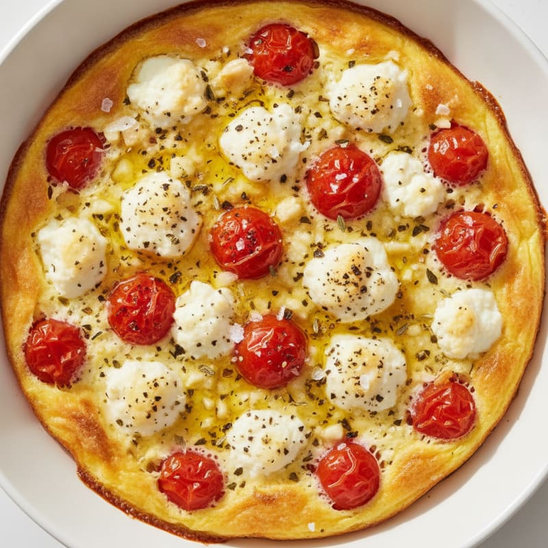 Baked Eggs with Cottage Cheese and Tomatoes