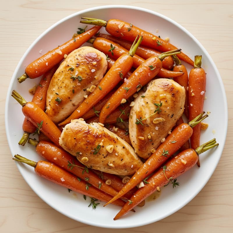 Roasted Maple-Glazed Carrots and Chicken with Thyme