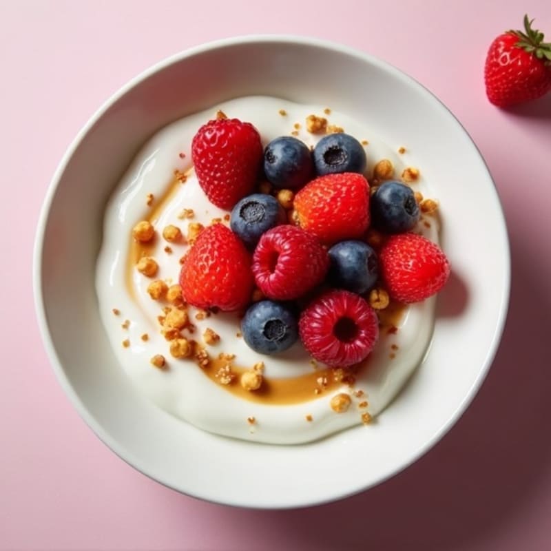 Silky Protein Yogurt Bowl with Chickpea Protein Powder and Berries
