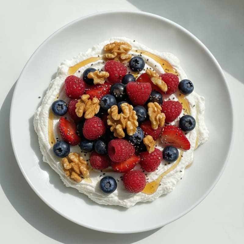 Greek Yogurt Protein Mousse with Mixed Berries
