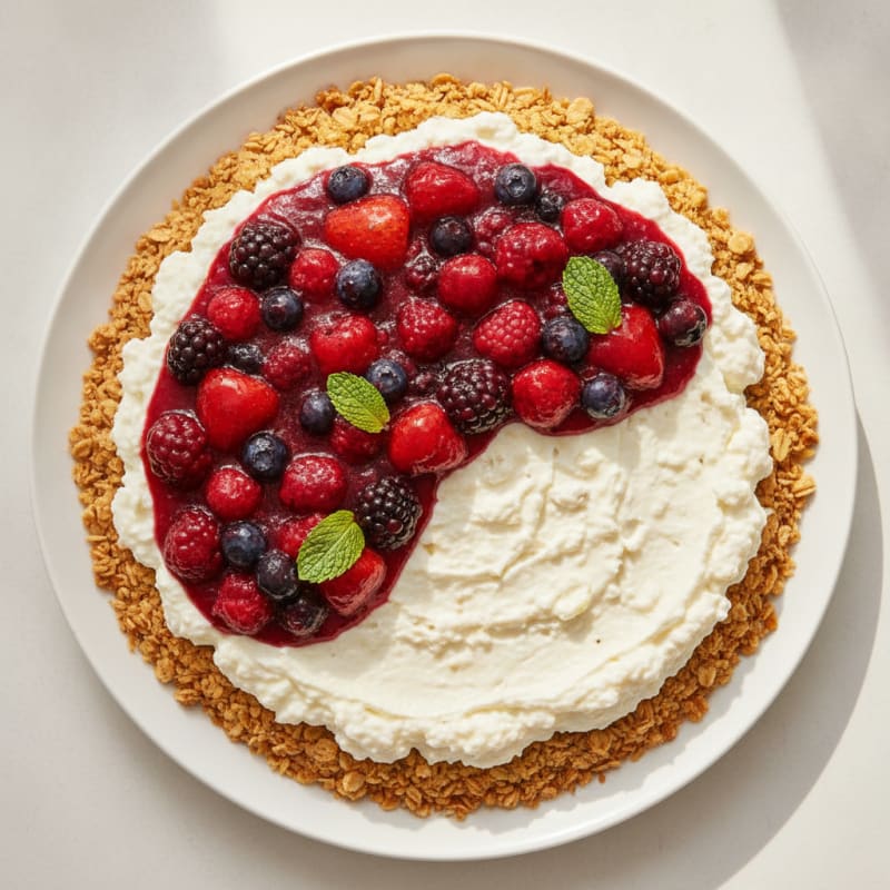 Greek Yogurt Protein Cheesecake with Mixed Berries