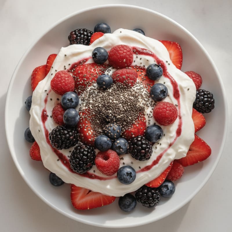 Greek Yogurt Protein Parfait with Mixed Berries