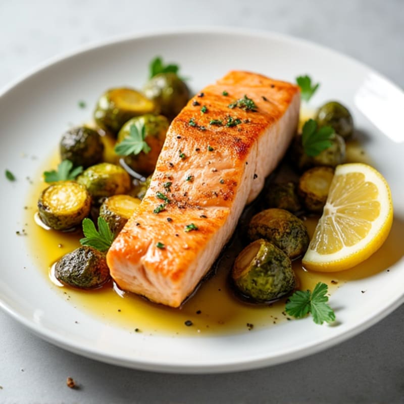 Seared Salmon with Roasted Brussels Sprouts
