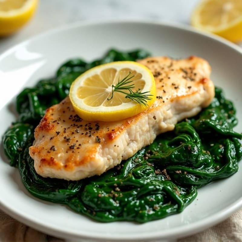 Pan-Seared Lemon-Herb Chicken with Sautéed Garlic Spinach