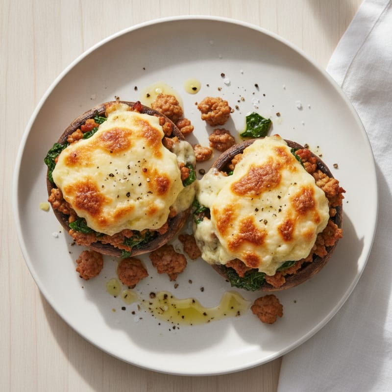 Herb and Cheese Stuffed Portobello Mushrooms