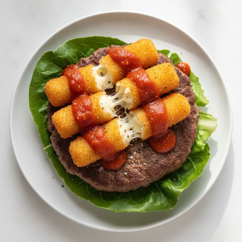 Mozzarella Stick Burger with Marinara