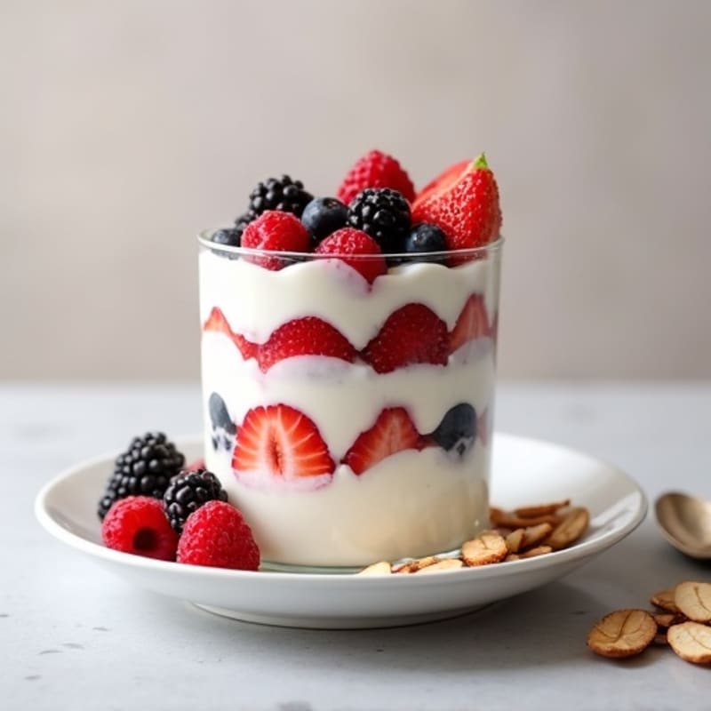 Greek Yogurt Protein Parfait with Berries and Almonds