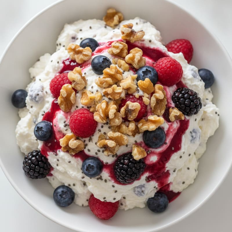 Greek Yogurt Protein Mousse with Mixed Berries