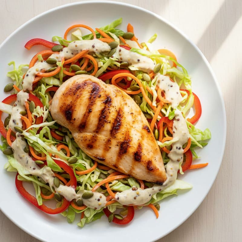Grilled Chicken Breast with Crunchy Vegetable Slaw