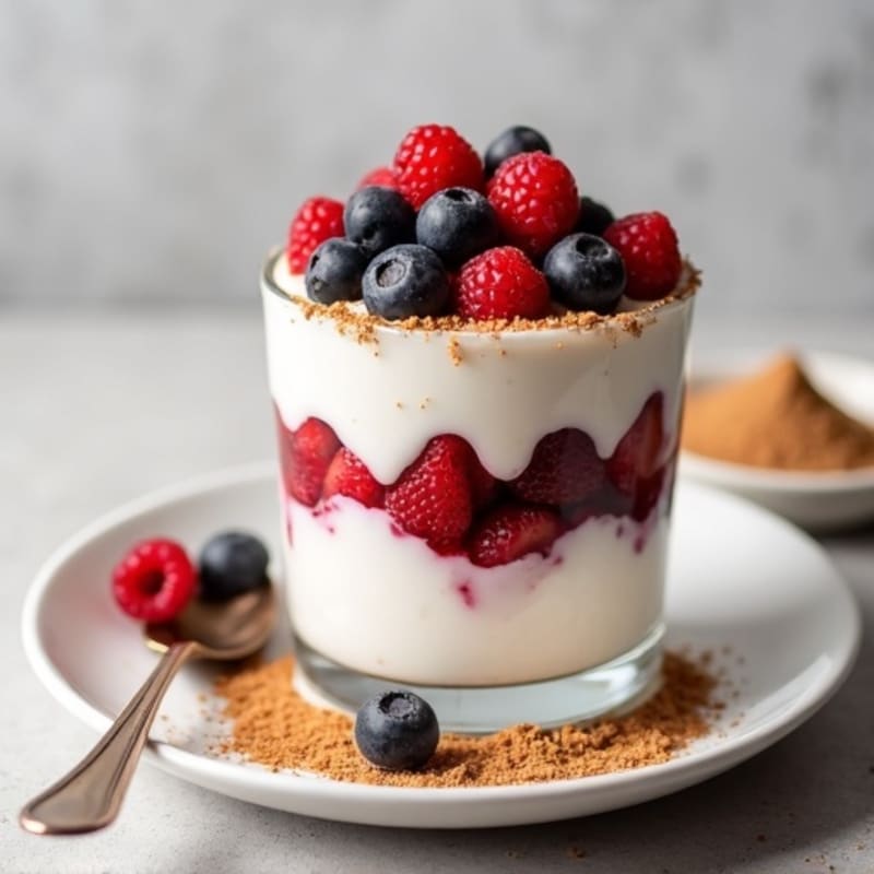 Greek Yogurt Protein Parfait with Mixed Berries and Almond Butter