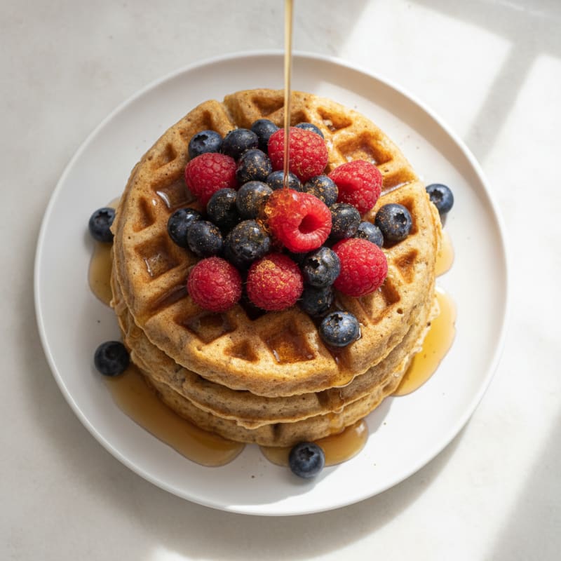 Protein-Packed Berry Waffles with Maple Drizzle