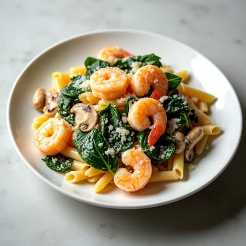 Creamy Truffle Mushroom Pasta with Wilted Spinach