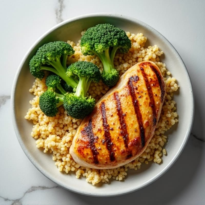 Grilled Chicken Breast with Roasted Broccoli and Quinoa