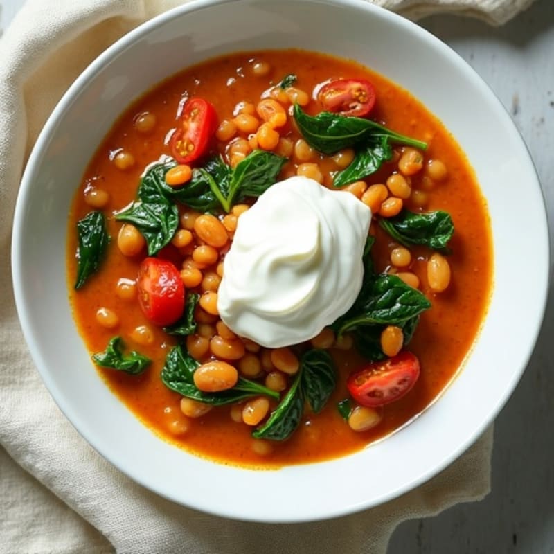 Creamy Spiced Red Lentil Stew with Fresh Spinach
