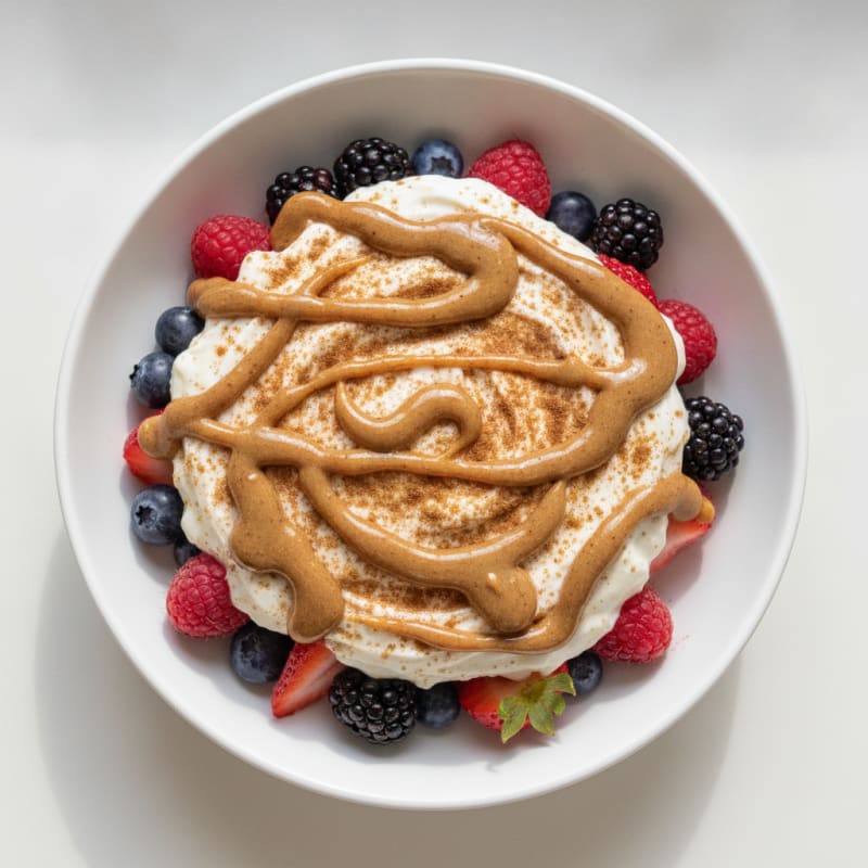 Greek Yogurt Protein Parfait with Mixed Berries and Almond Butter