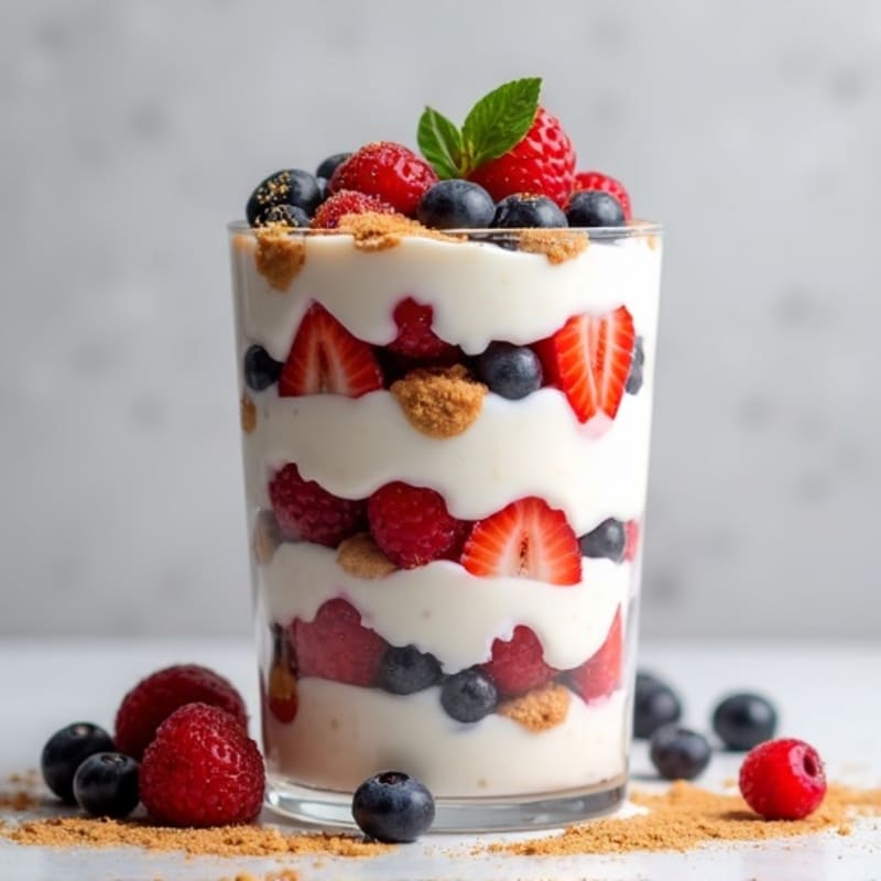 Greek Yogurt Protein Parfait with Mixed Berries and Almond Butter