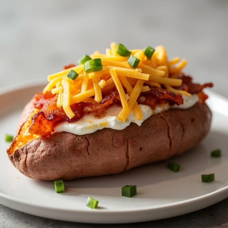 Twice-Baked Loaded Sweet Potato with Turkey Bacon