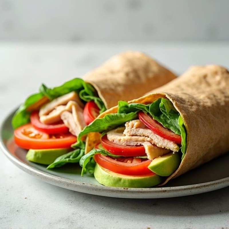 Turkey and Creamy Avocado Whole Wheat Wrap